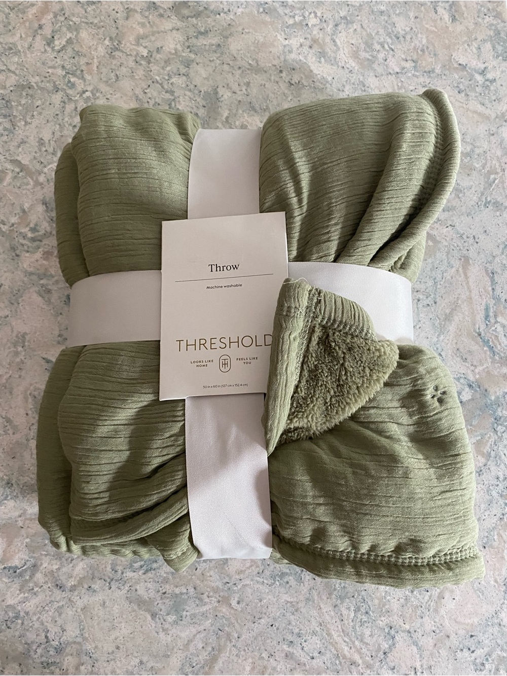 Threshold Sage Green Plush Sherpa Throw Blanket